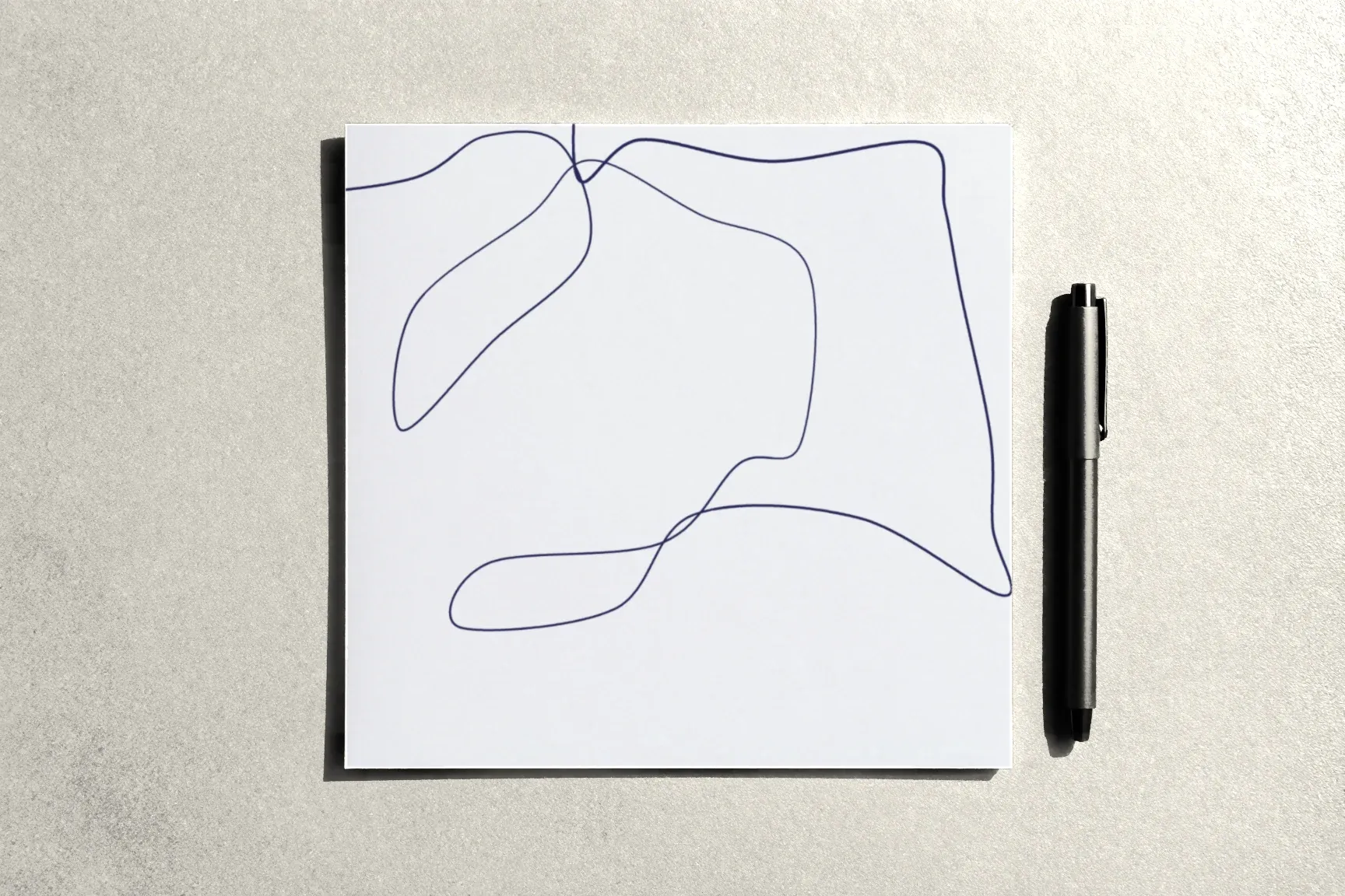 One long unbroken line on a sheet, no colour; a fine-liner beside it.